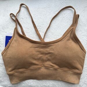 Labjoy tan ribbed padded  sportswear bra top